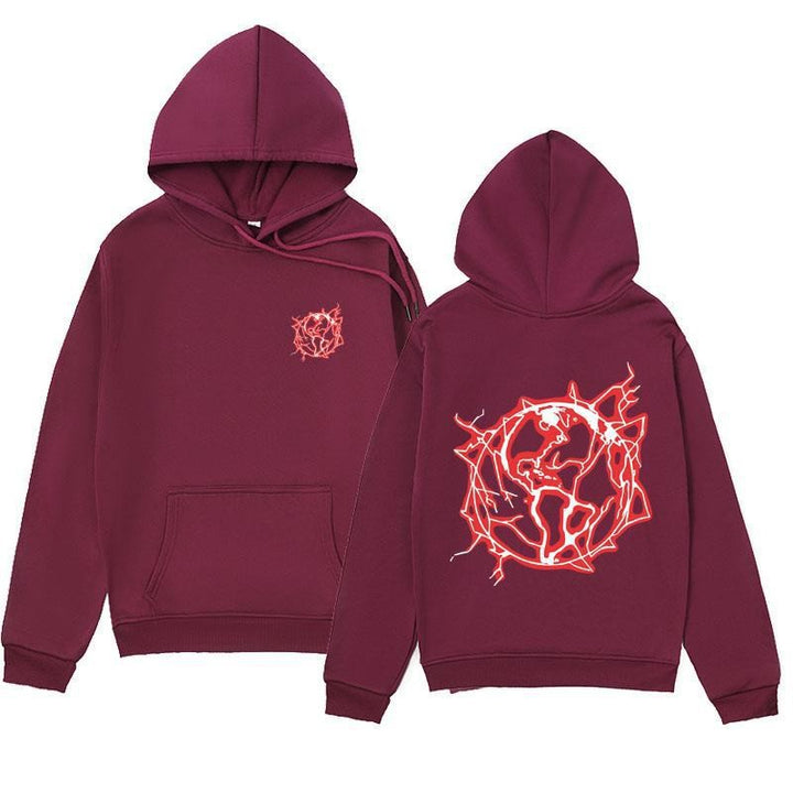 Dame het sweatshirthoodie med kunstnerisk grafisk trykk og praktisk kengurulomme Skjora