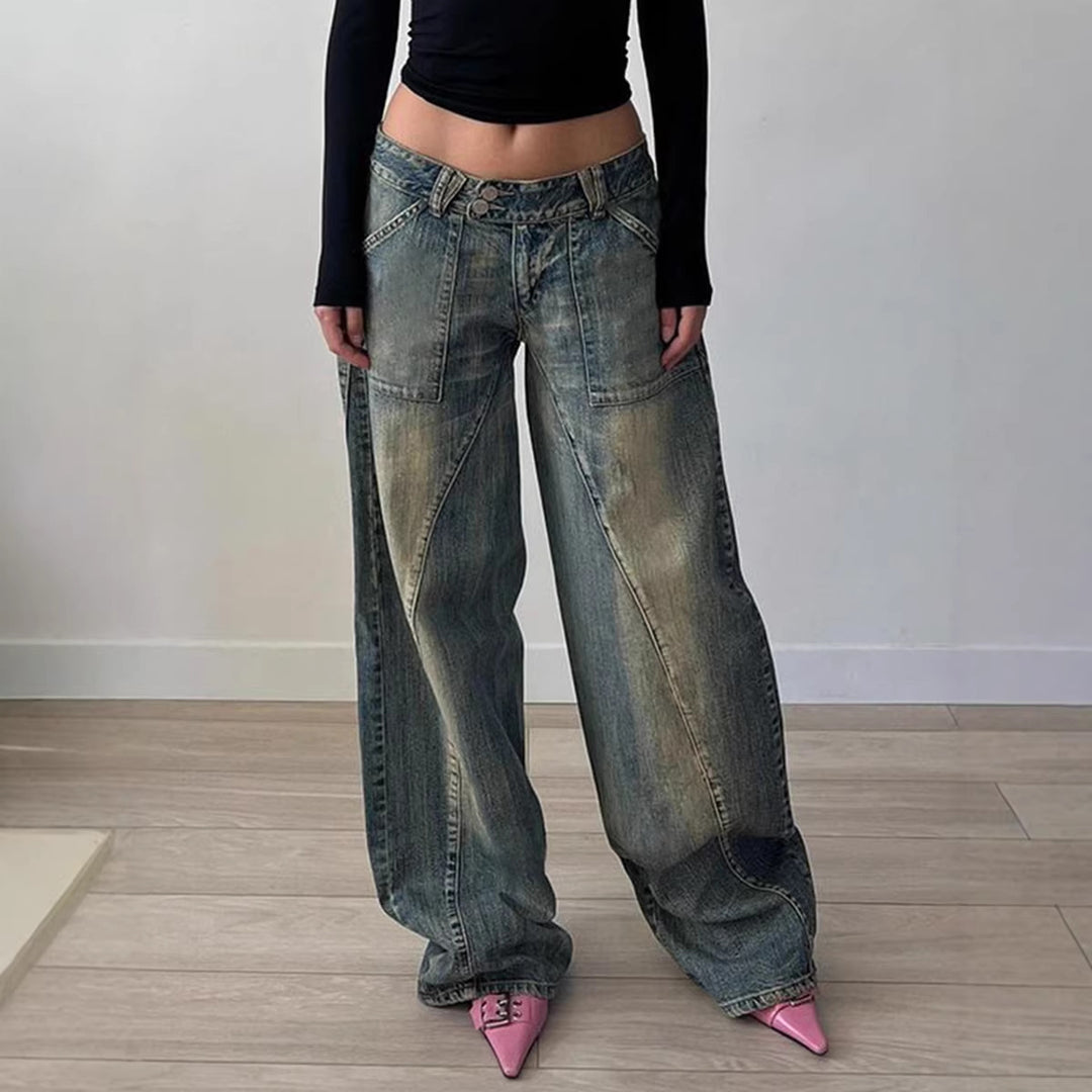 Dame vidde jeans med avslappet snitt og unikt design Skjora