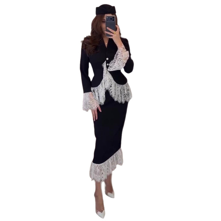Damer Elegant Blazer med Blonde Detaljer Skjora