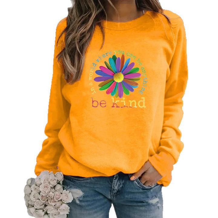 Dame sweatshirt med fargerik motiverende blomstermønster og myk innside Skjora