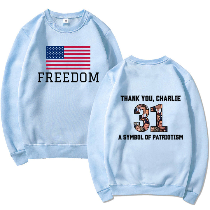 Kvinnesweatshirt med patriotisk trykk og mykt materiale Skjora