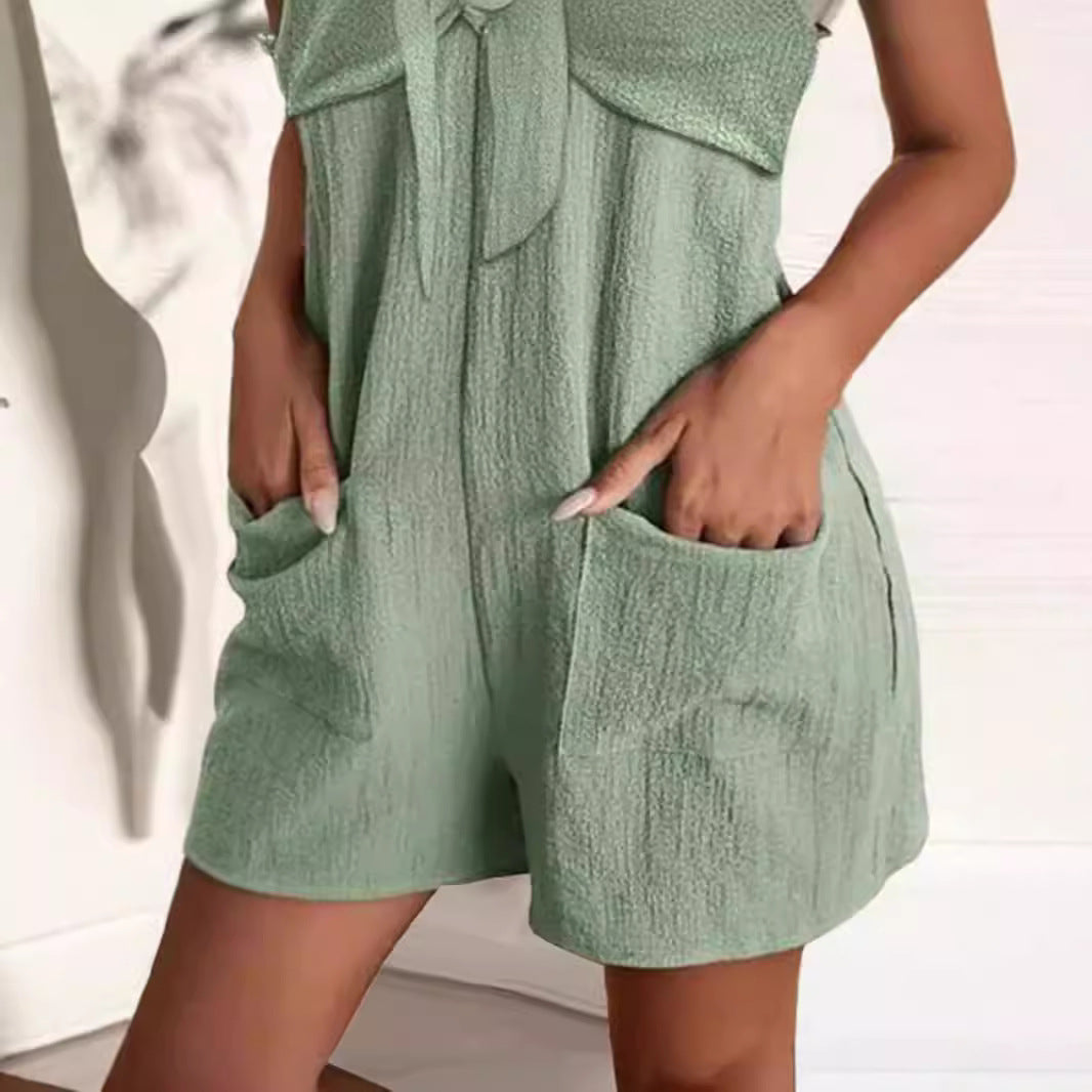 Dame Lekker Sommer Jumpsuit med dekorative stropper og lommer Skjora