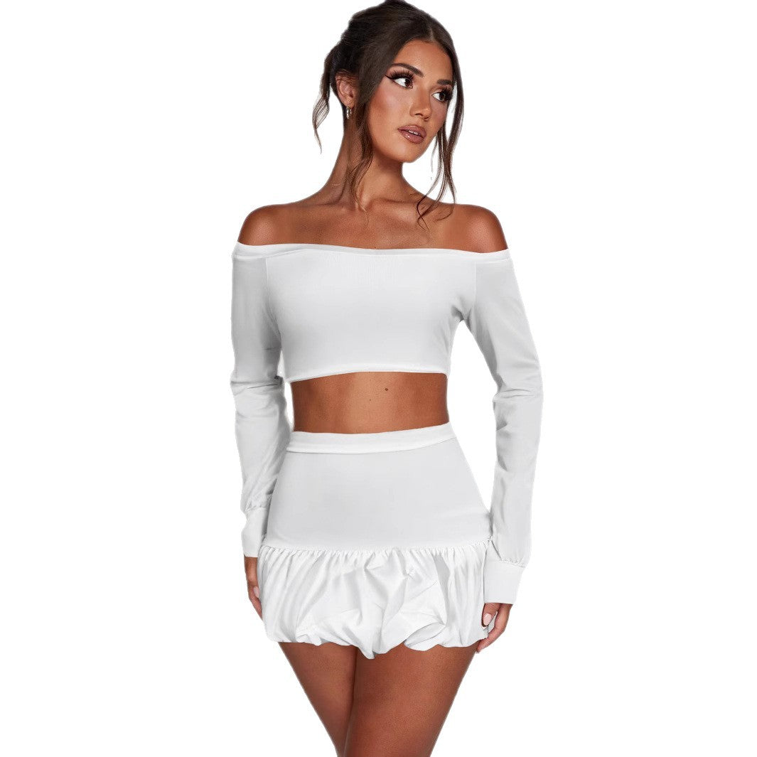 Women's Off-Shoulder Set with Refined Top and Flowy Skirt Skjora