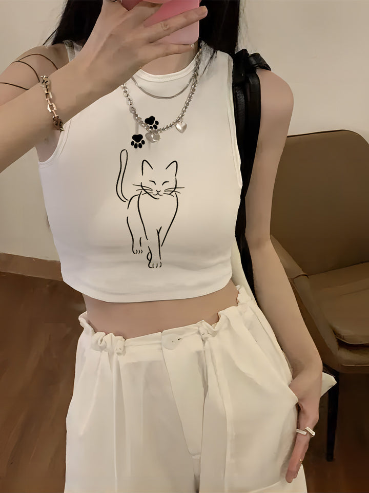 Dame Crop-Top med kreativt sitat og avslappet snitt Skjora