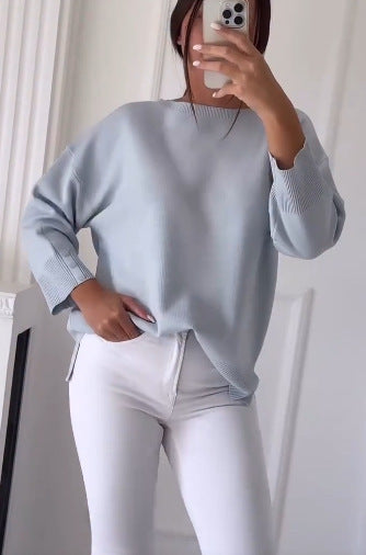 Kvinnenes Casual Oversized Genser med Asymmetrisk Snitt og Knappedetaljer Skjora
