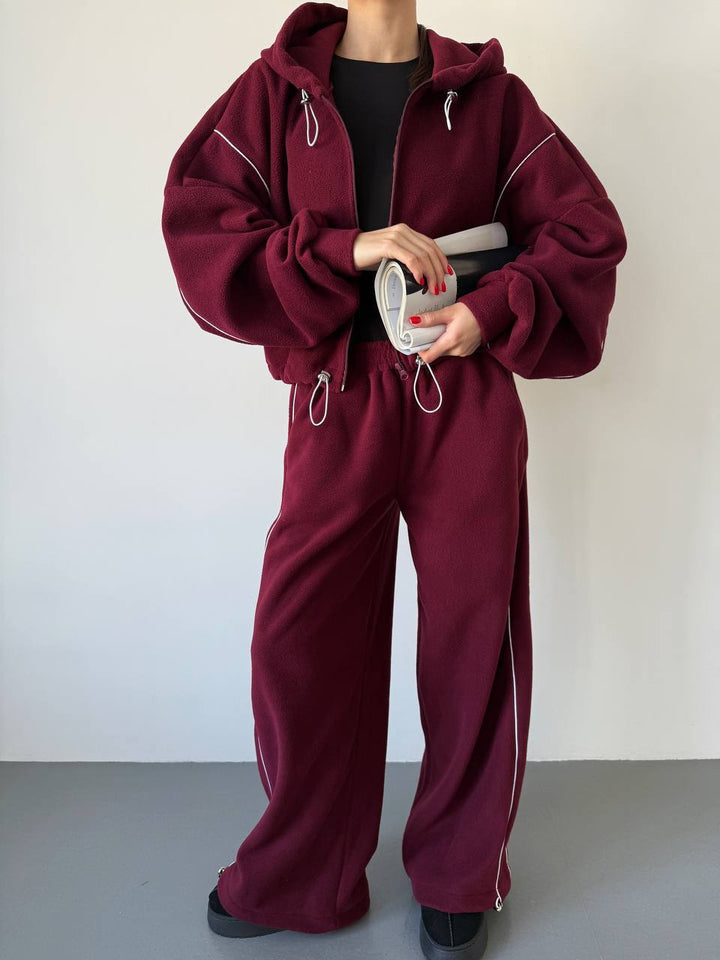 Kvinner Fleece hettegenser og løse joggebukser sett