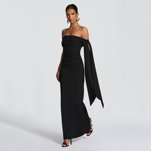 Dame Off-Shoulder Maxikjole med elegant sløyfedekorasjon Skjora