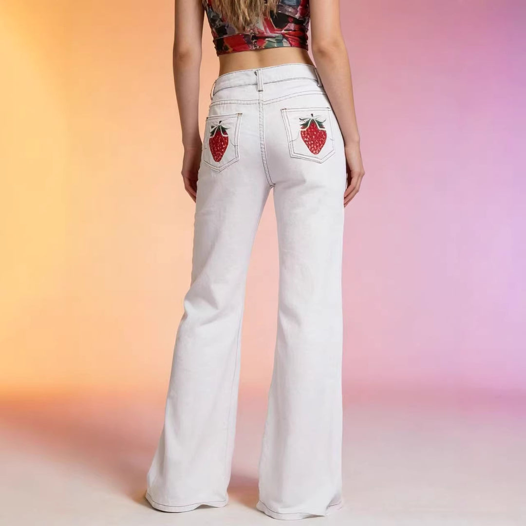 Dame Flared Jeans med høy midje og elegante sømdetaljer Skjora