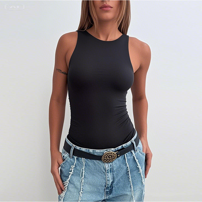 Dame bodysuit med elegant volangdetalj Skjora