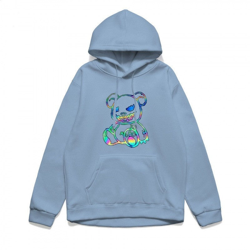 Damer hoodie sweatshirt med kult bjørnemotiv og behagelig passform Skjora