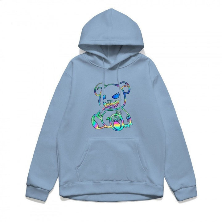 Damer hoodie sweatshirt med kult bjørnemotiv og behagelig passform Skjora