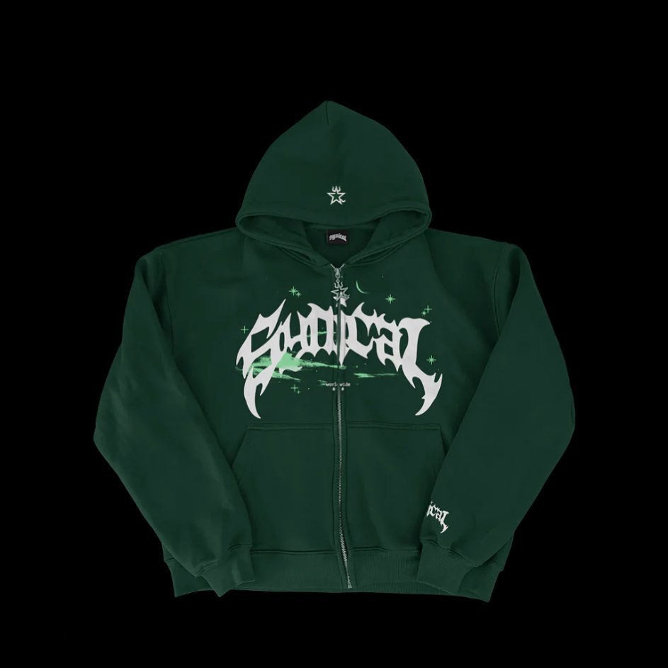 Dame hoodie med urban grafisk element og praktiske lommer Skjora