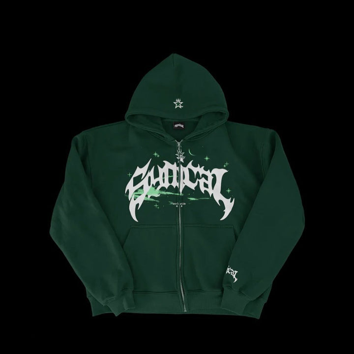 Dame hoodie med urban grafisk element og praktiske lommer Skjora