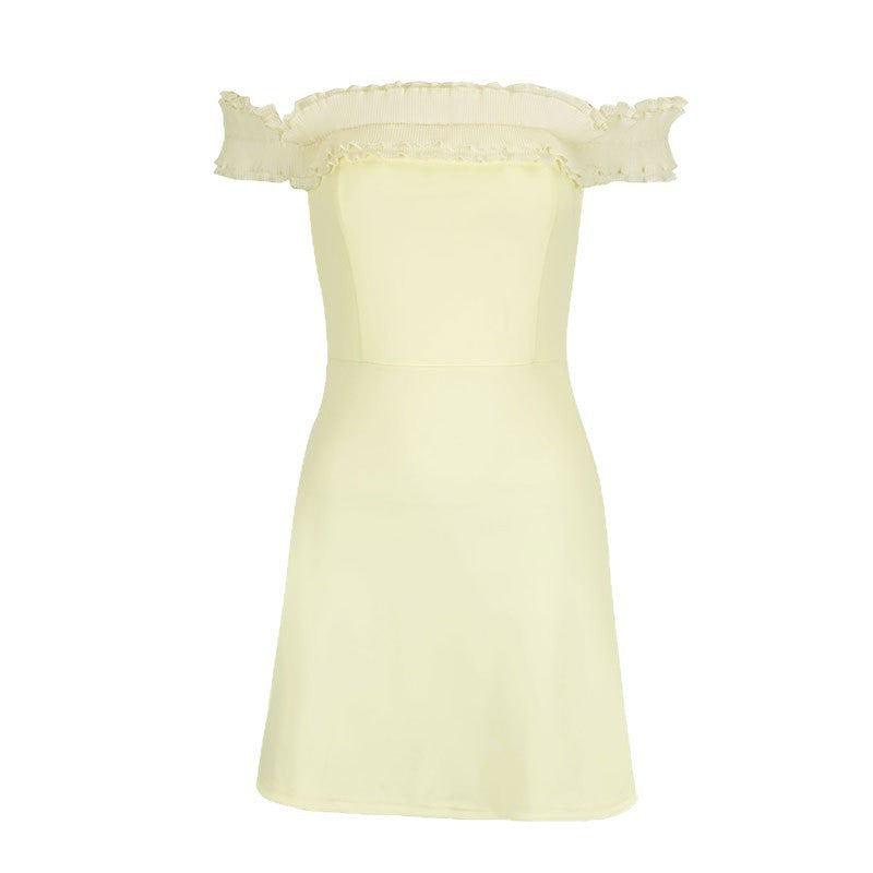 Dame Off-Shoulder Kjole med Volanger Skjora