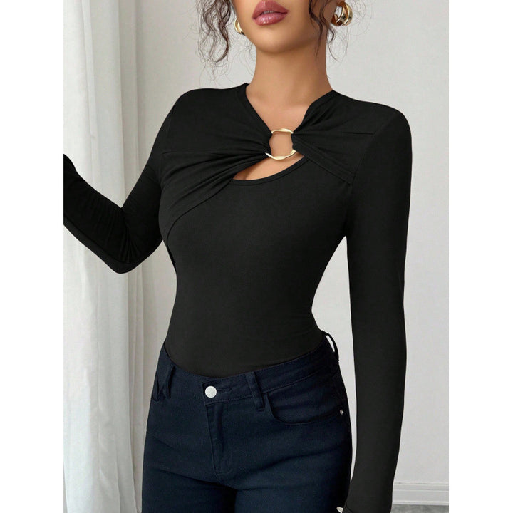 Dame bodysuit med dekorativ ringdetalj og lange ermer Skjora