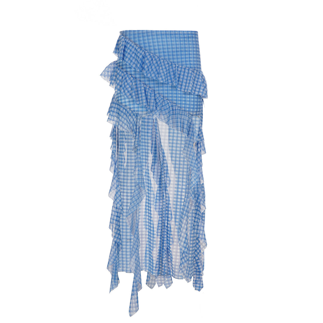 Women's maxi skirt with ruffle details and gingham pattern Skjora