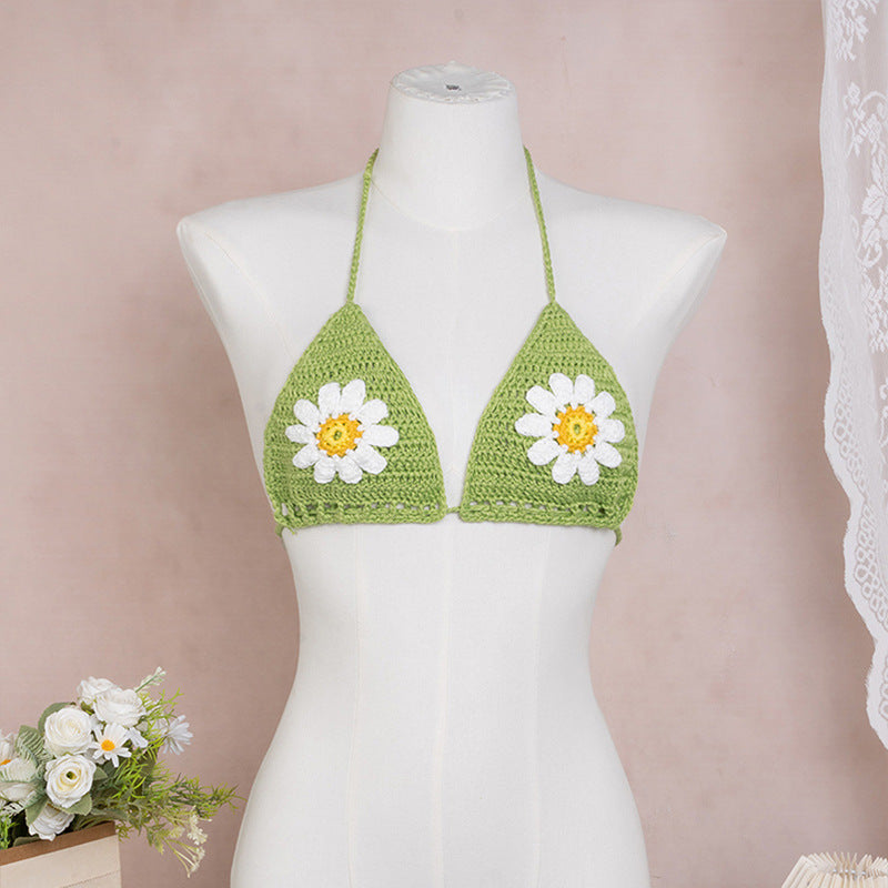 Damen Häkel-Bikini Oberteil mit floralen Motiven Skjora
