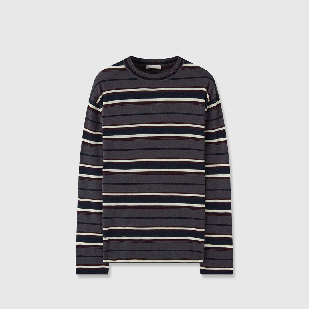 Dame Langerm T-skjorte med moderne stripemønster Skjora