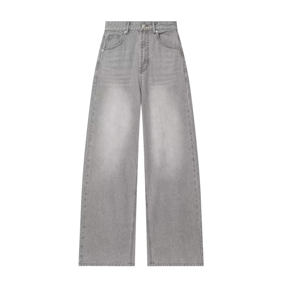 Women's Vintage High Waist Wide Leg Jeans with Authentic Denim Skirt