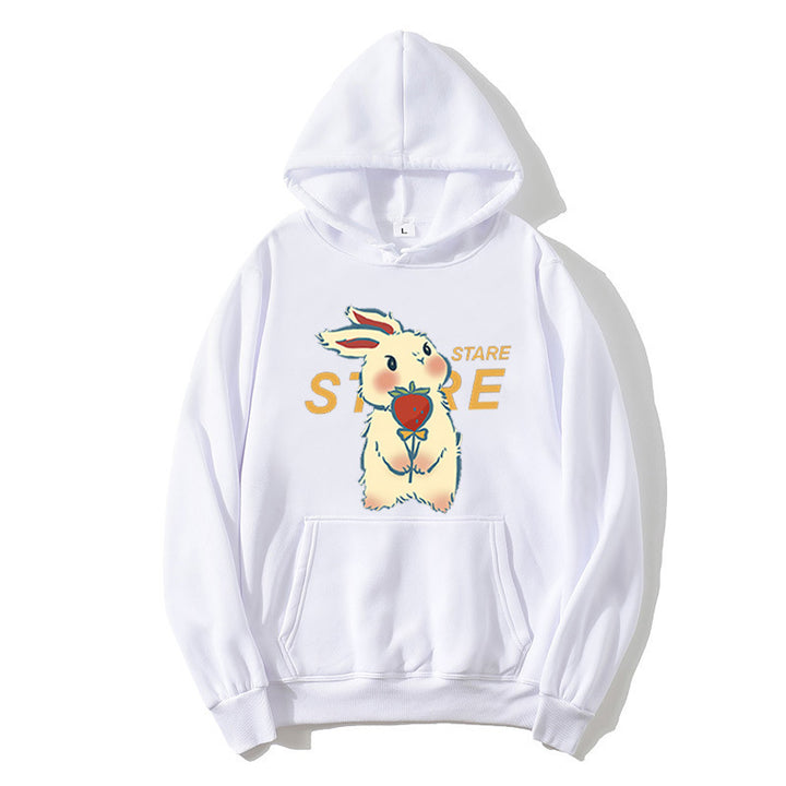 Damen Kapuzenpullover mit verspieltem Hasenmotiv und Inspirationsschriftzug Skjora