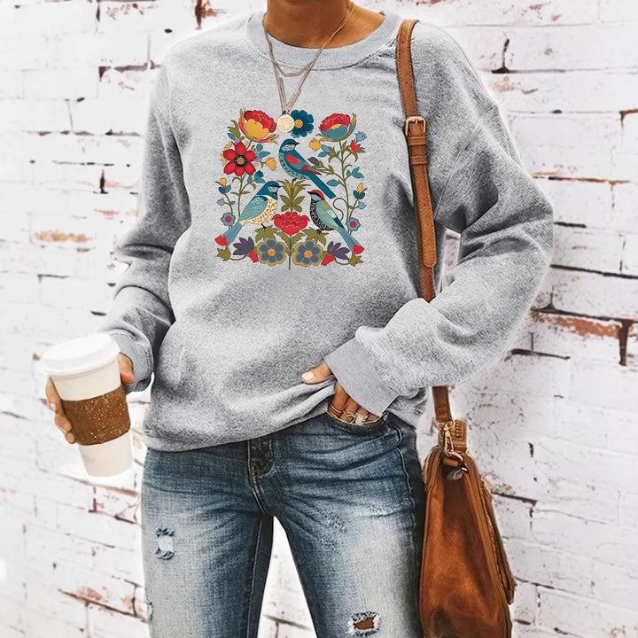 Damegenser med blomsterfuglmotiv og casual snitt Skjora