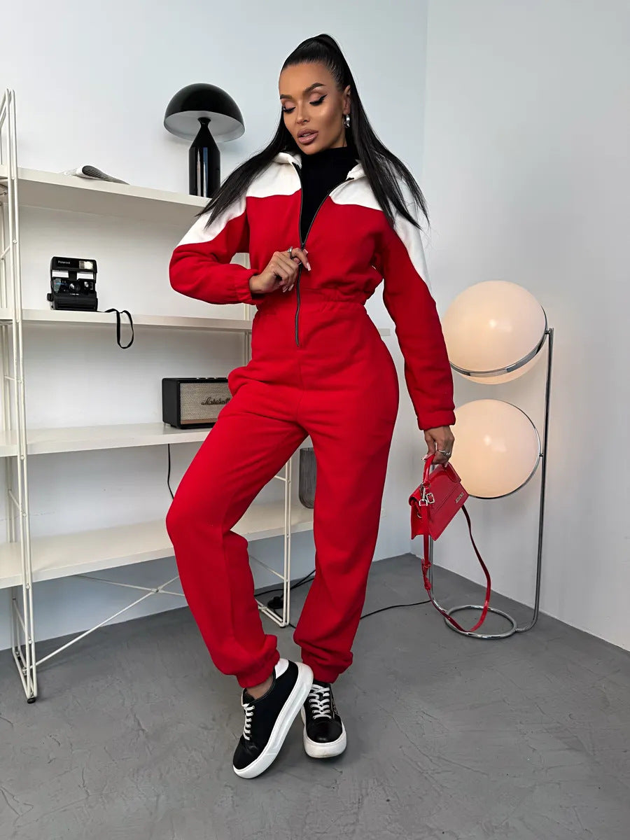 Dame fleece jumpsuit med høy krage og praktiske lommer Skjora