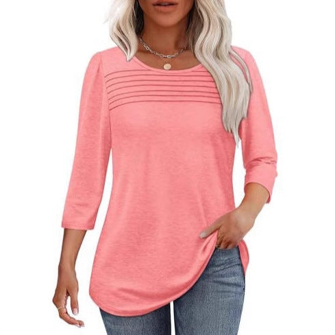 Kvinnens langermet skjorte med plisse-detaljer Skjora