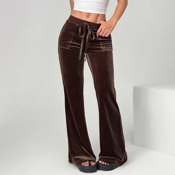 Women's Velour Leisure Trousers with Elastic Waistband and Pockets Skjora