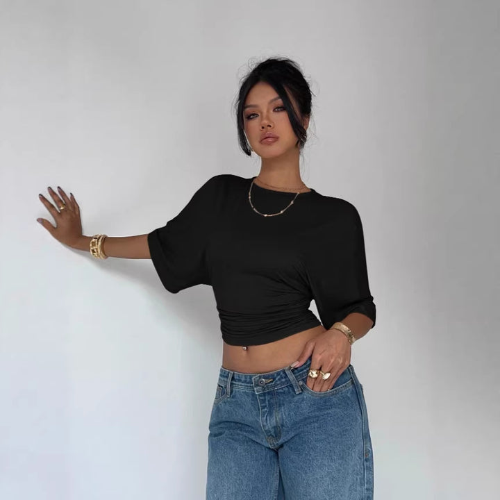 Dame Korteermet Crop-Top Skjora
