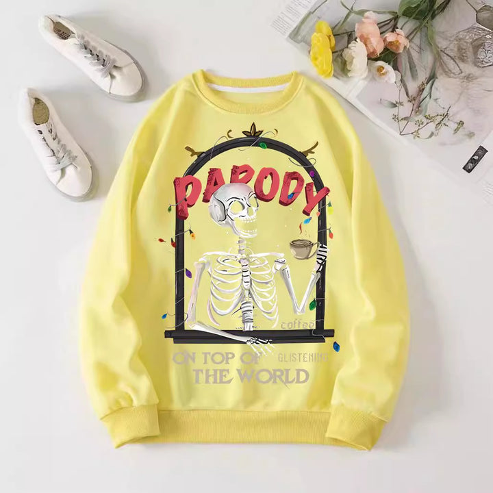 Damer sweatshirt med humoristisk skjelettmotiv Skjora