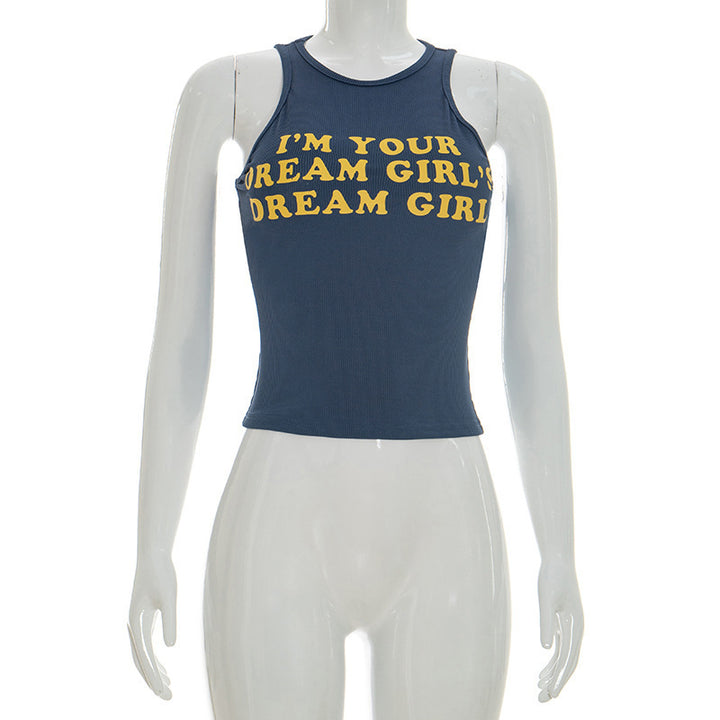 Dame Crop-top med kreativ skrift og tætsittende snitt Skjora