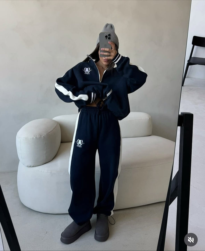 Kvinners sporty loungewear-sett med høyhalset glidelås og behagelige bukser Skjora