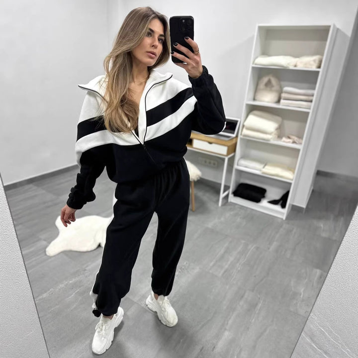 Kvinne kort tracksuit med kontrastfarge aksenter Skjora