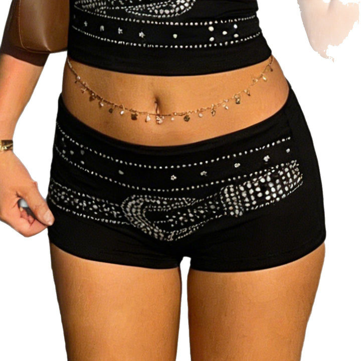 Dame Glitrende Glitter-Shorts i sporty design Skjora