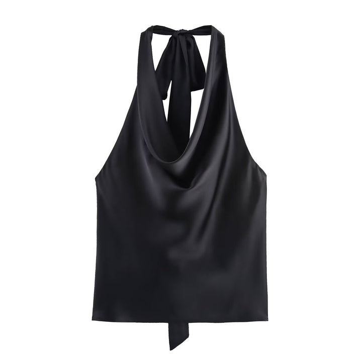 Dame Edel Halterneck med flytende snitt og elegant ryggbånd Skjora