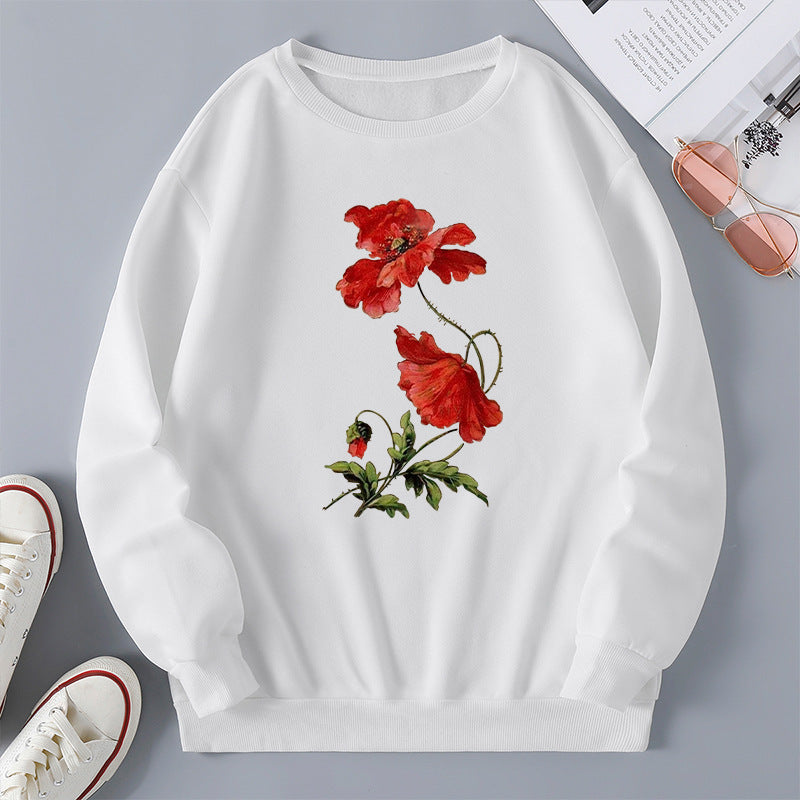 Dame sweatshirt med blomsterdesign og komfortabel passform Skjora