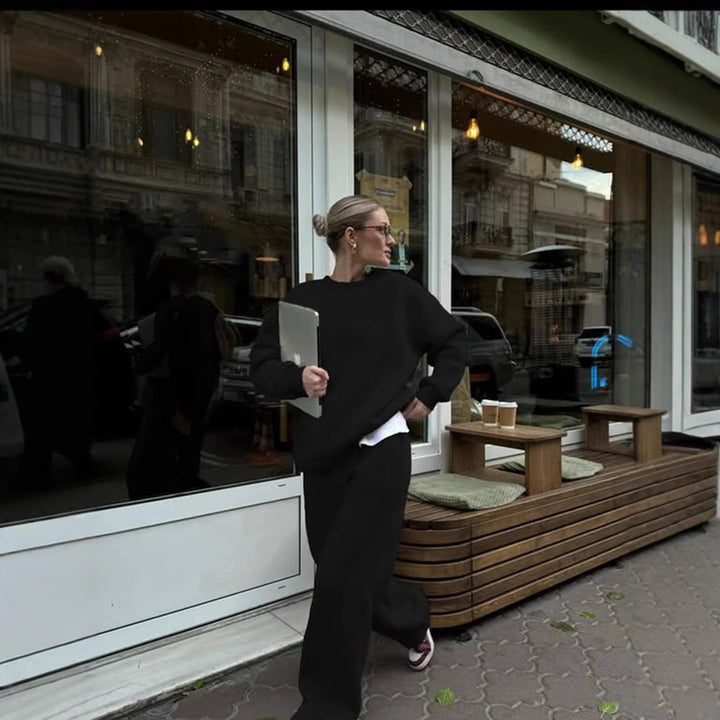 Kvinners komfortable sweatshirt og løse joggebukser sett Skjora