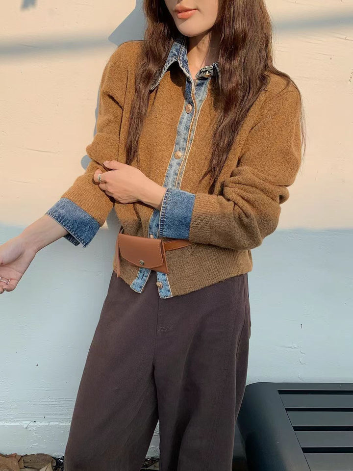 Dames fashionable cardigan med innovativ krage og elegante knappdetaljer Skjora