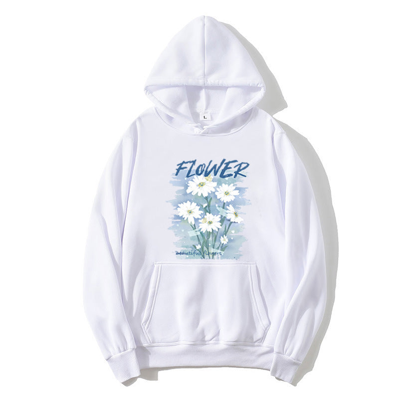 Dame hettegenser med blomster grafisk trykk Skjora