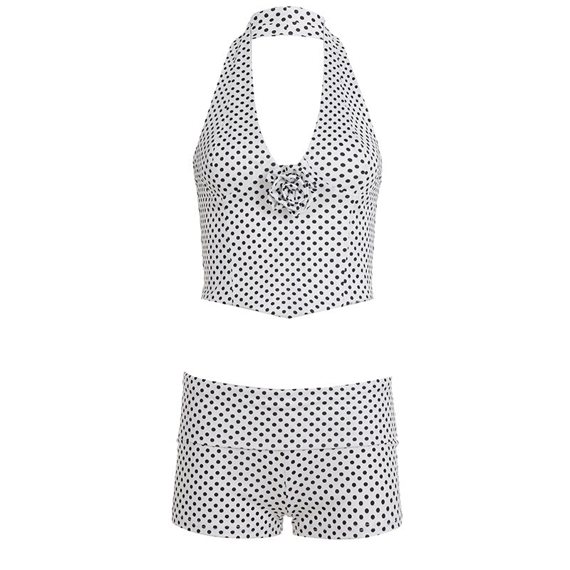 Dame Bikinitopp og shorts-sett med prikkemønster Skjora