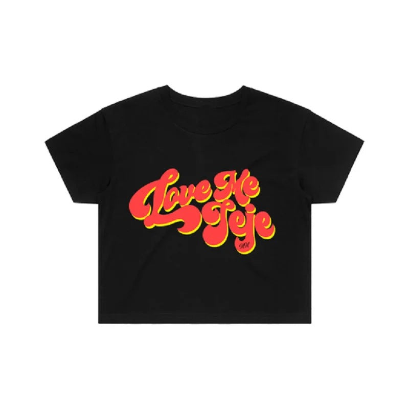 Dame Crop-T-skjorte med kreativ tekst og moderne design Skjora