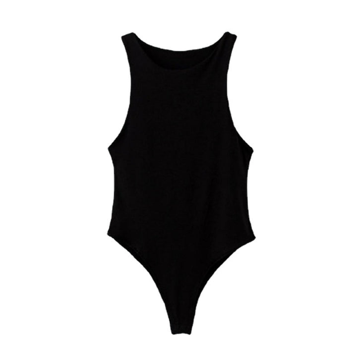 Dame sporty jumpsuit med høye benutskjæringer og rund halslinning Skjora