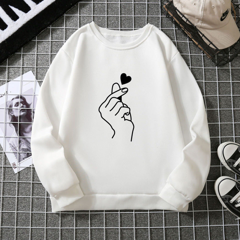 Kvinne sweatshirt med kreativt håndtegnmotiv og myk indre fôr Skjora