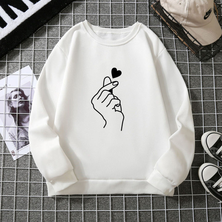 Kvinne sweatshirt med kreativt håndtegnmotiv og myk indre fôr Skjora