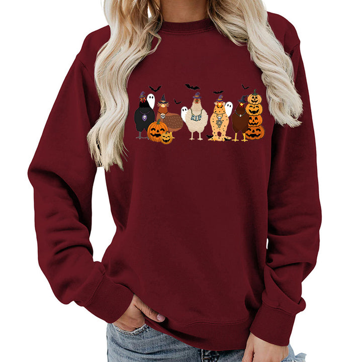 Dame sweatshirt med muntert Halloween-motiv Skjora