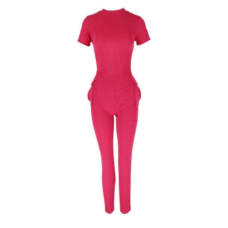 Damer figurtilpasset jumpsuit med høy krage og sidelommer Skjora