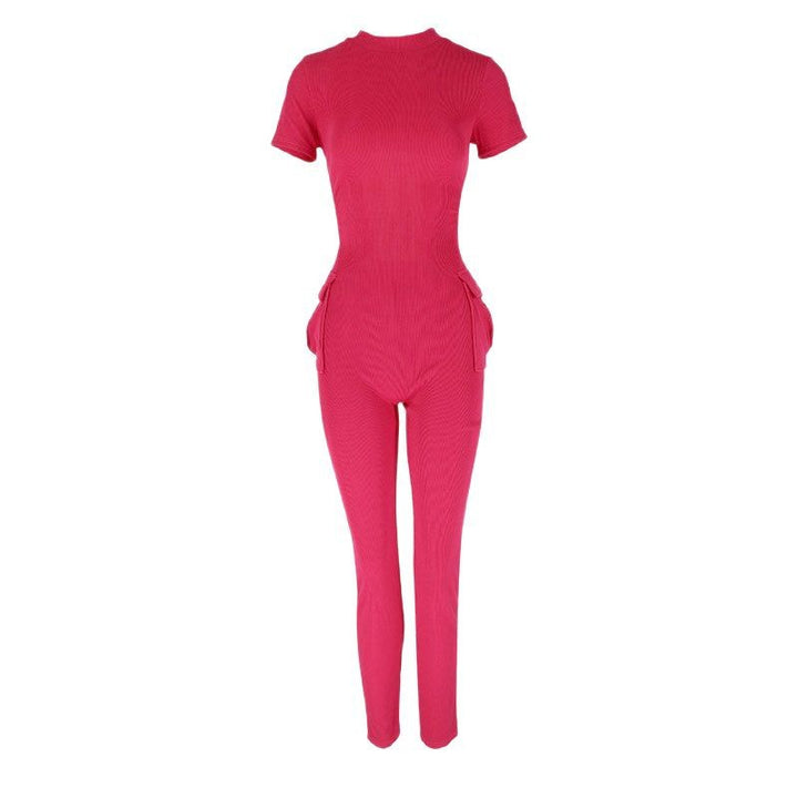 Damer figurtilpasset jumpsuit med høy krage og sidelommer Skjora