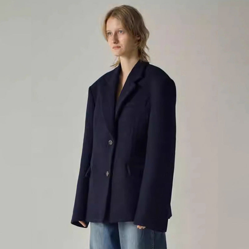Dame elegant oversized blazer med raffinert innermantel Skjora