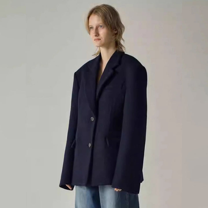 Dame elegant oversized blazer med raffinert innermantel Skjora
