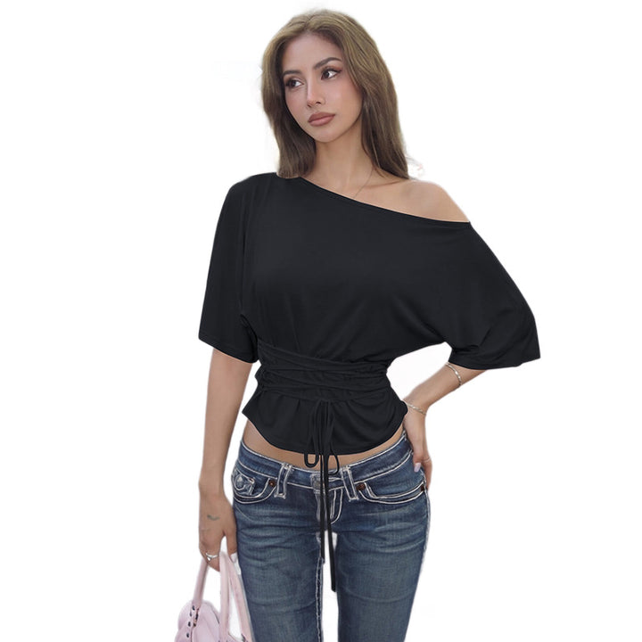 Damer Elegant En-Skulder Overdel med lett stretch Skjora